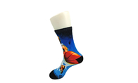 Sporty Anti - Bacterial Knitted 3D Printed Socks Unisex Adults Wearing Black