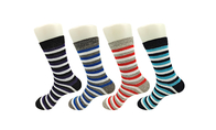 Anti - Bacterial Cashmere Cotton Dress Socks With Different Color Stripes