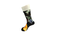 Slip Resistant Black 3D Printed Socks With Long White Gloss Elasticity Comfortable