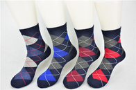 Organic Cotton Yellow Mens Argyle Dress Socks With Elastic Persistent Material