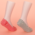 Grey / Red Stripes Non Slip Invisible Socks No Show Liner Socks With Good Elasticity