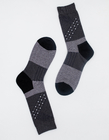 Snngging Resistance Elastane Cotton Dress Socks With Grey / Black Stripes