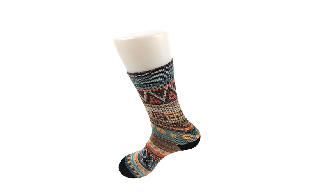Color Stripes Anti Foul Mens Printed Socks With Long White Gloss Fiber